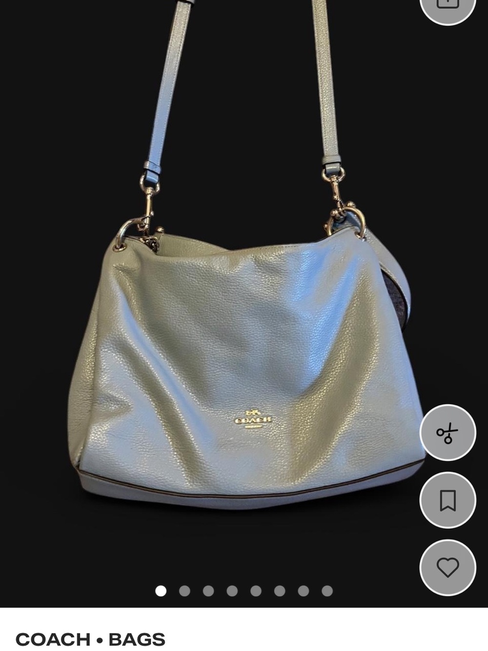 Coach Pebbled Leather Hobo Bag in Light Blue with shoulder strap too